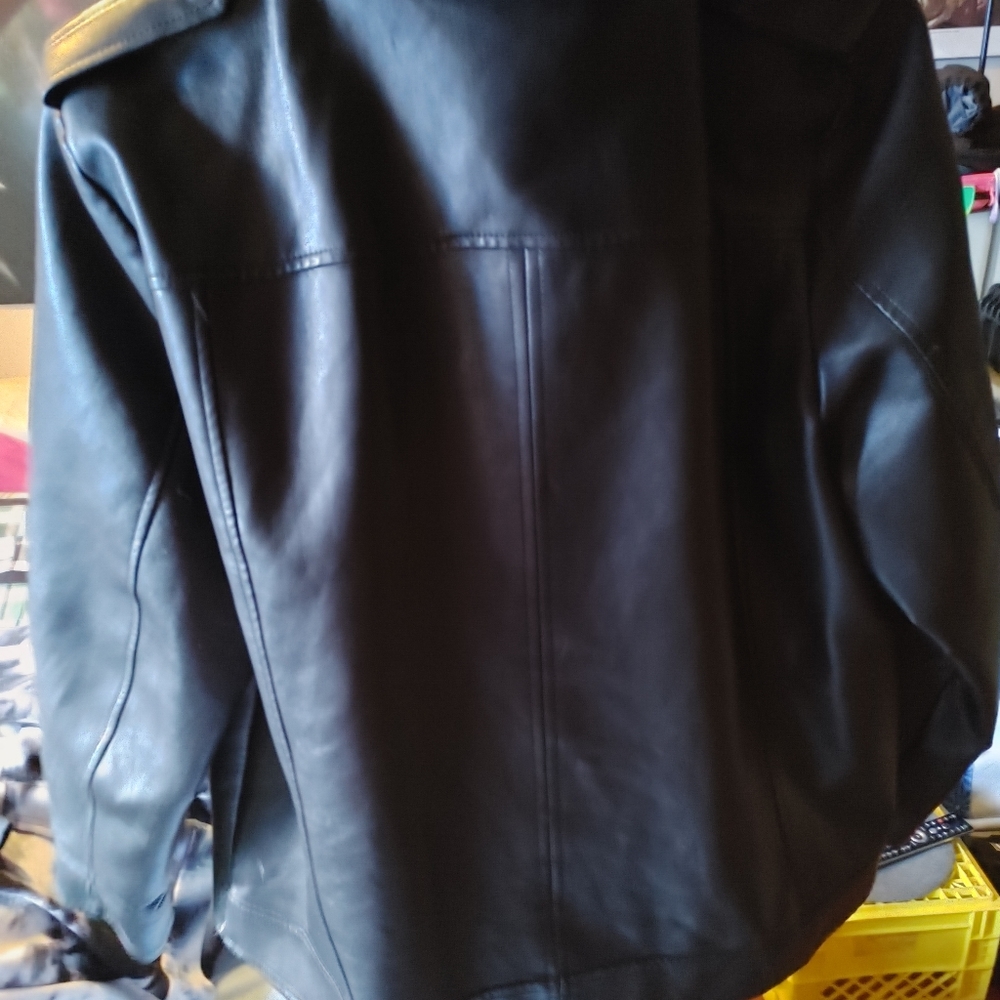 Black leather coat